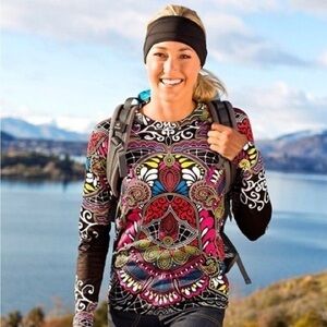 Athleta Colorful Patterned Long Sleeve Tee